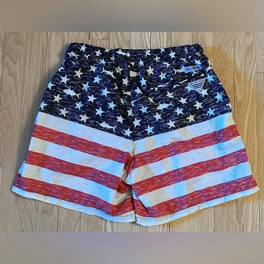 Columbia Men's Stars & Stripes PFG Swim Board Shorts, Size M
